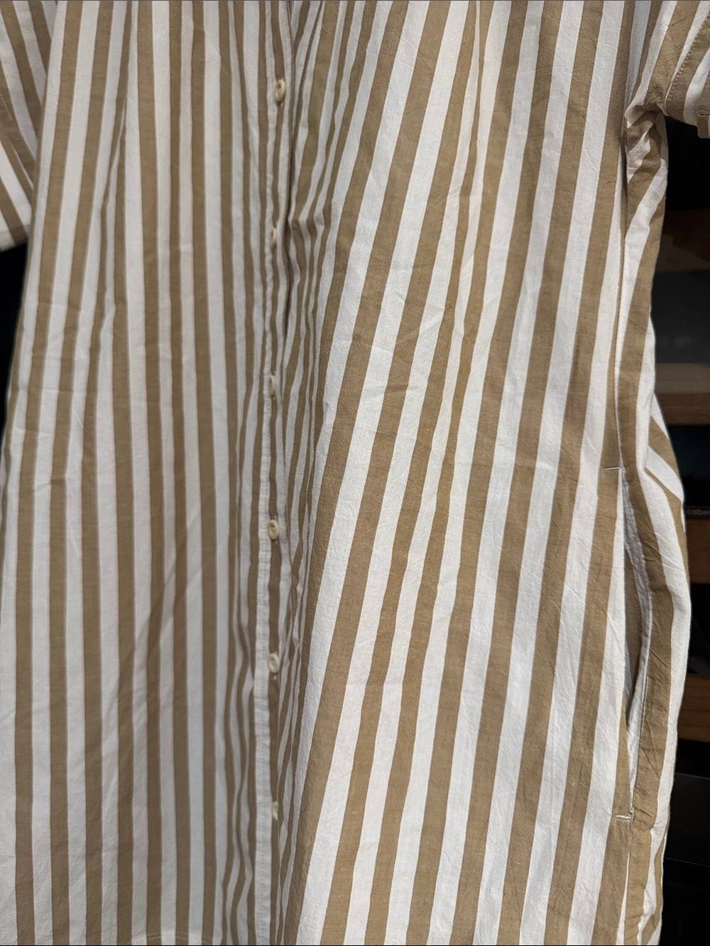 Madewell Striped Button Front Shirt Dress XXS Tan White Cotton - Picture 5 of 5